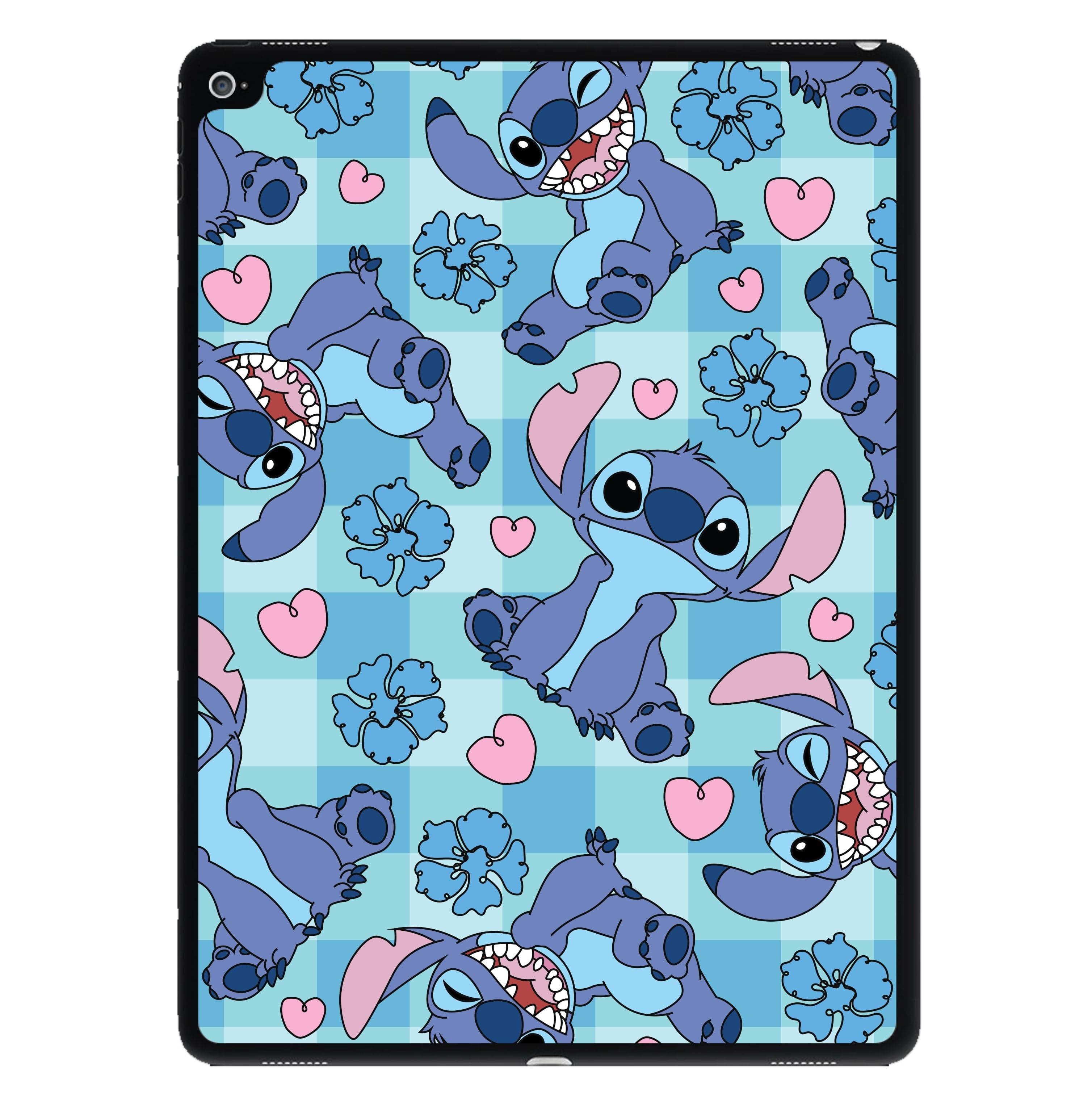 Blue Alien And Hearts Pattern iPad Case