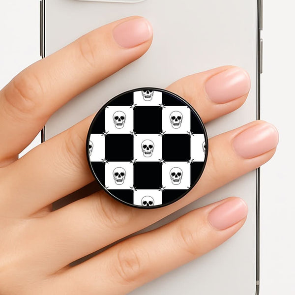 Checkered Skulls Pattern Phone Grip