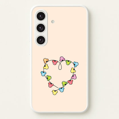 Cartoon Mouse Christmas Fairylights Heart Galaxy S25 Case