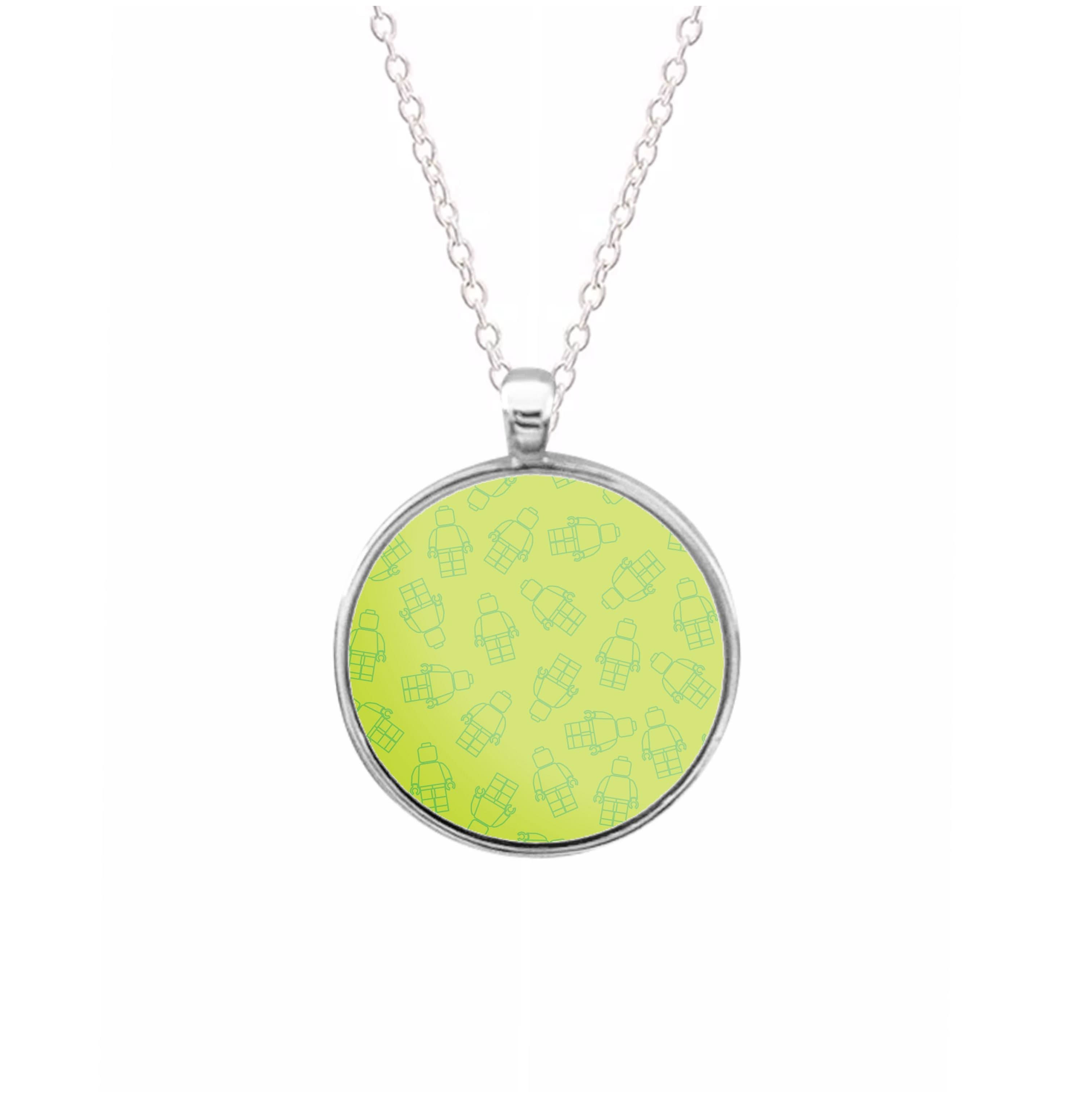 Bricks Figures Pattern Green Necklace