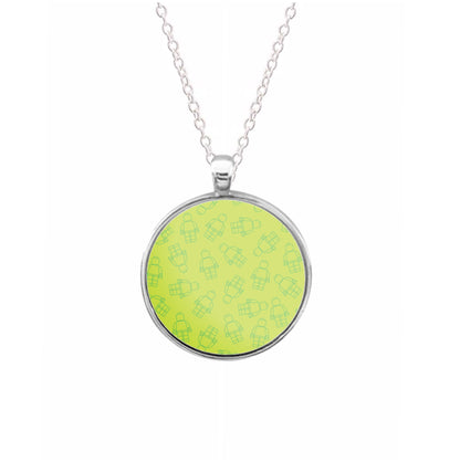 Bricks Figures Pattern Green Necklace