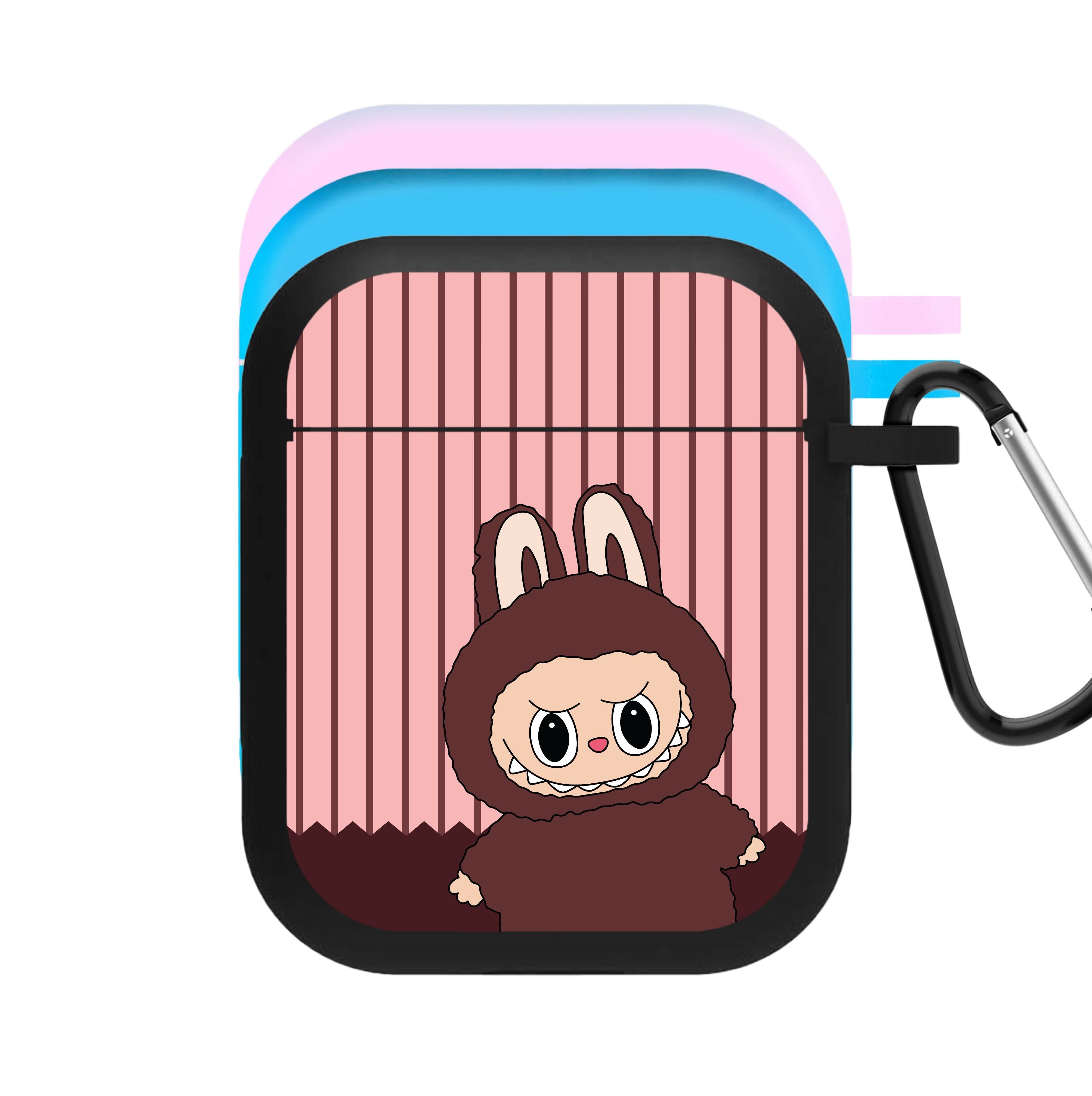 Stripey Cute Brown Monster AirPods Case