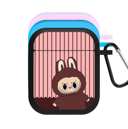 Stripey Cute Brown Monster AirPods Case