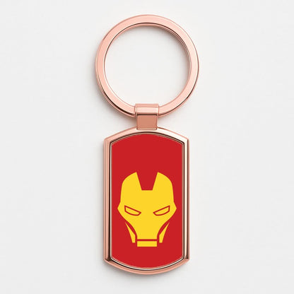 Red Robot Super Hero Face Rose Gold Keyring