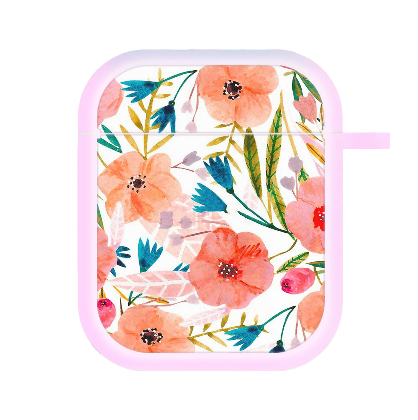 Peach Watercolour Floral Pattern AirPods Case