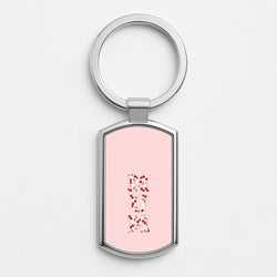 Floral Varsity Mum Silver Metal Keyring