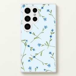 Baby Blue Floral Pattern Galaxy S24 Ultra Case