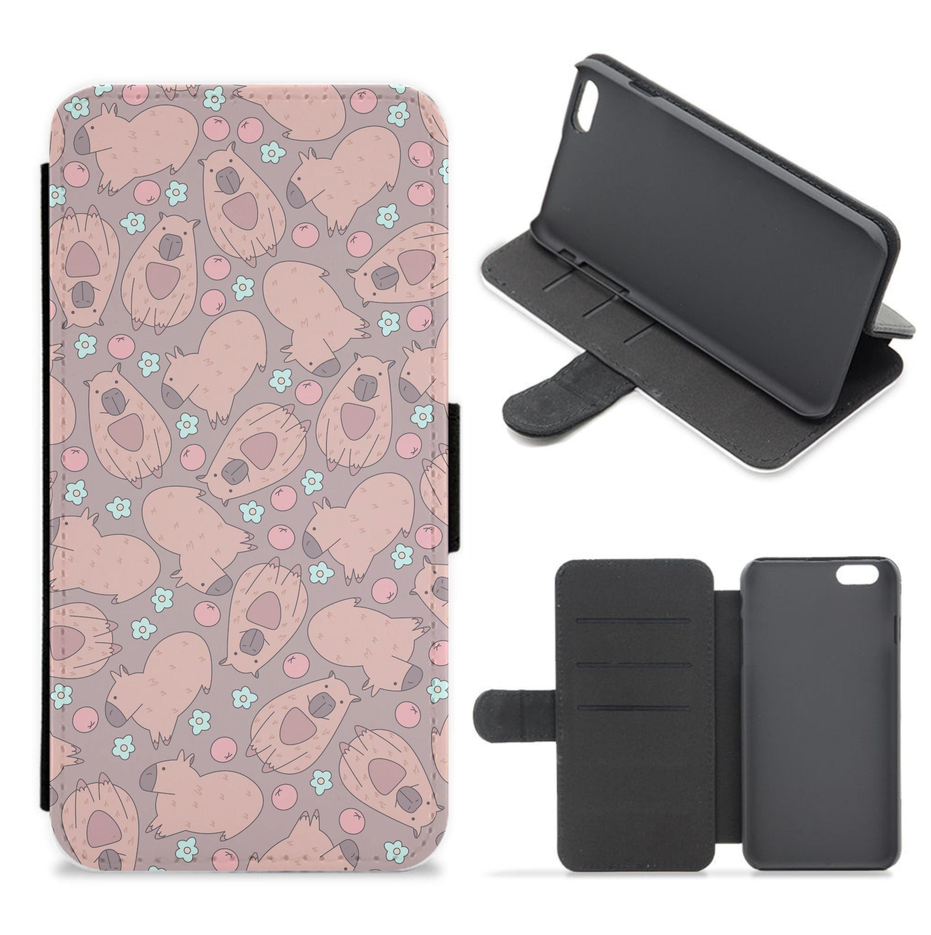 Capybara - Animal Patterns Flip / Wallet Phone Case