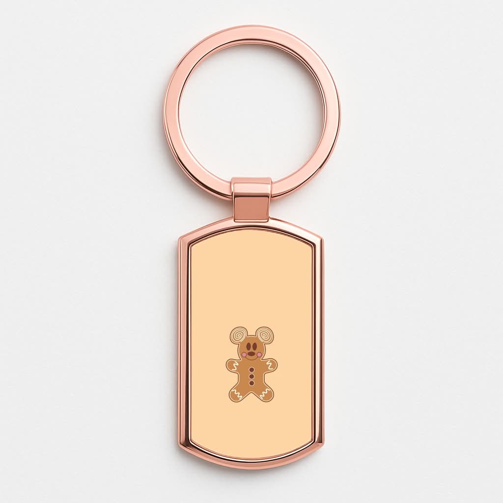 Cartoon Mouse Gingerbread Rose Gold Keyring