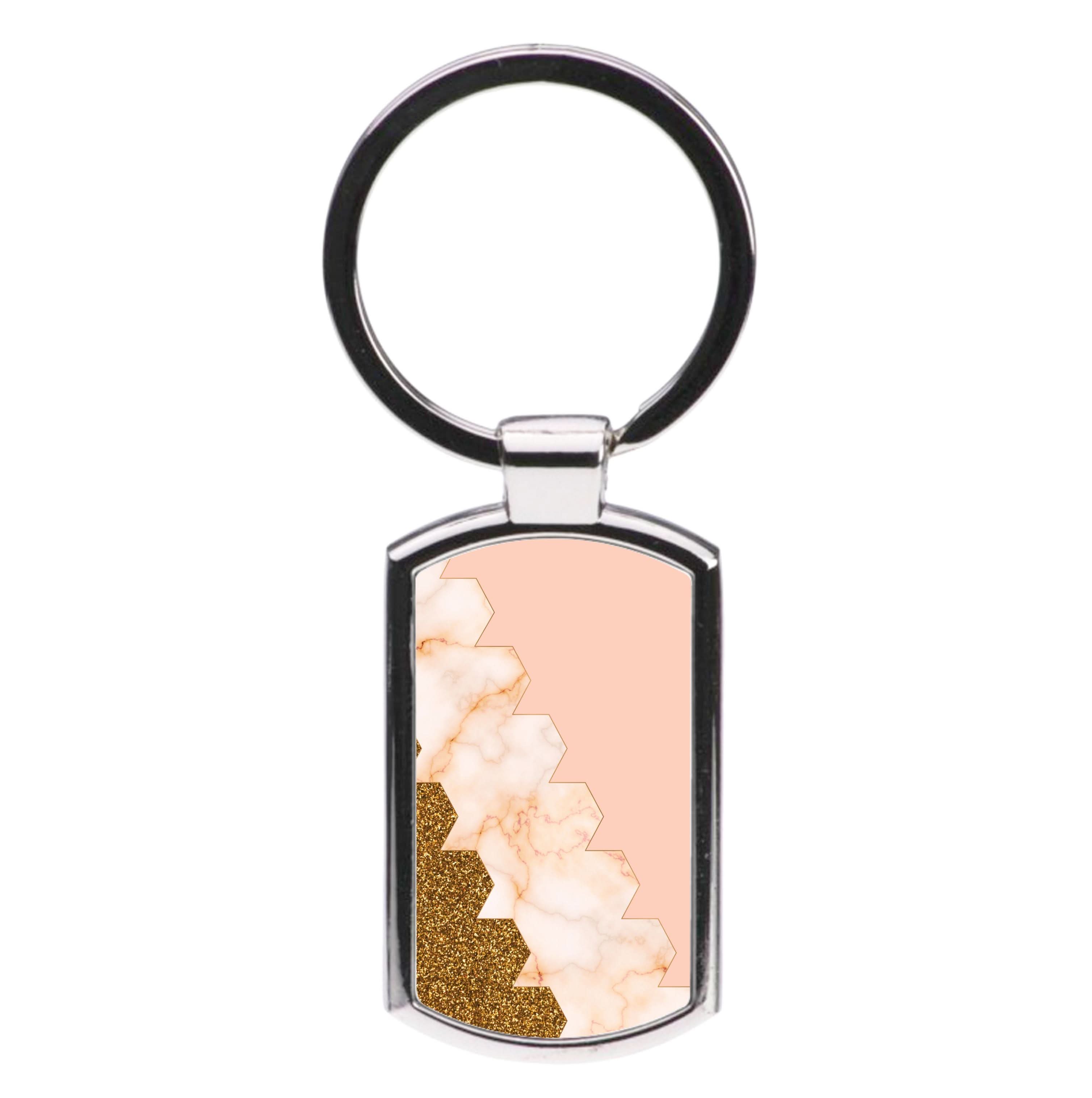 Glitter And Marble Geometric  Luxury Keyring