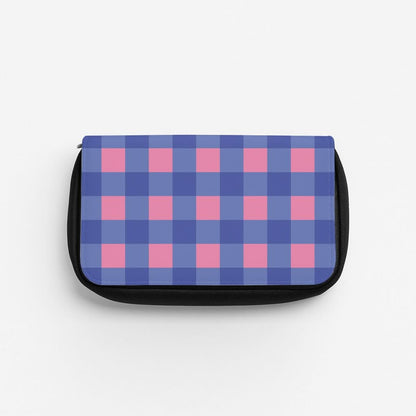 Pink And Blue Checkered Pattern Pencil Case