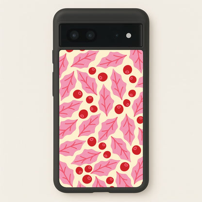 Pink Holly And Berries Pattern Google Pixel 7 Case