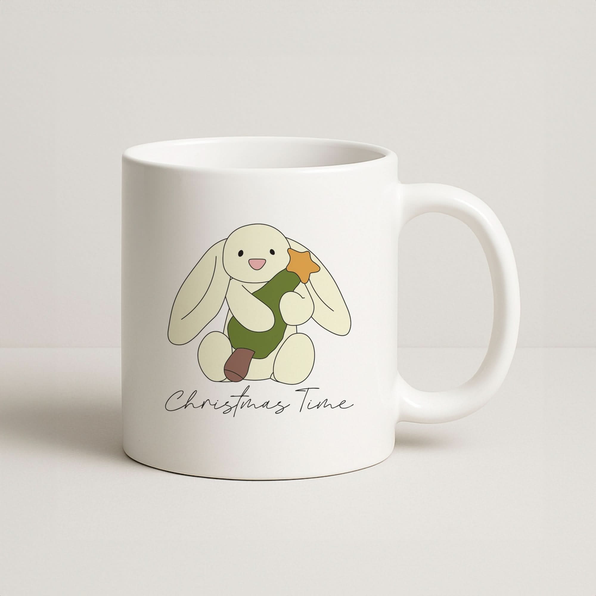 Christmas Bunny Stars Plush Coffee Mug