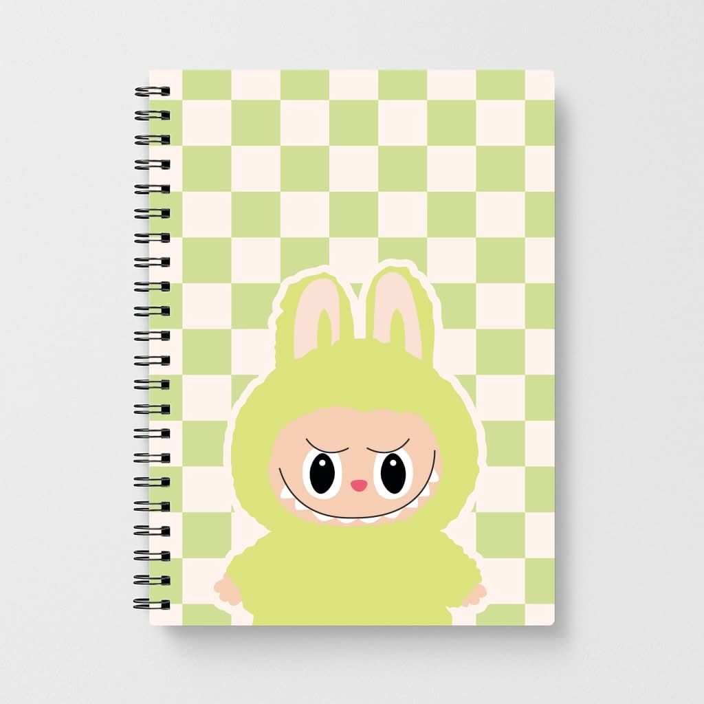 Checkered Cute Green Monster  Notebook