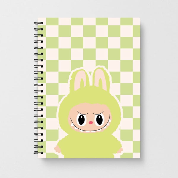 Checkered Cute Green Monster  Notebook