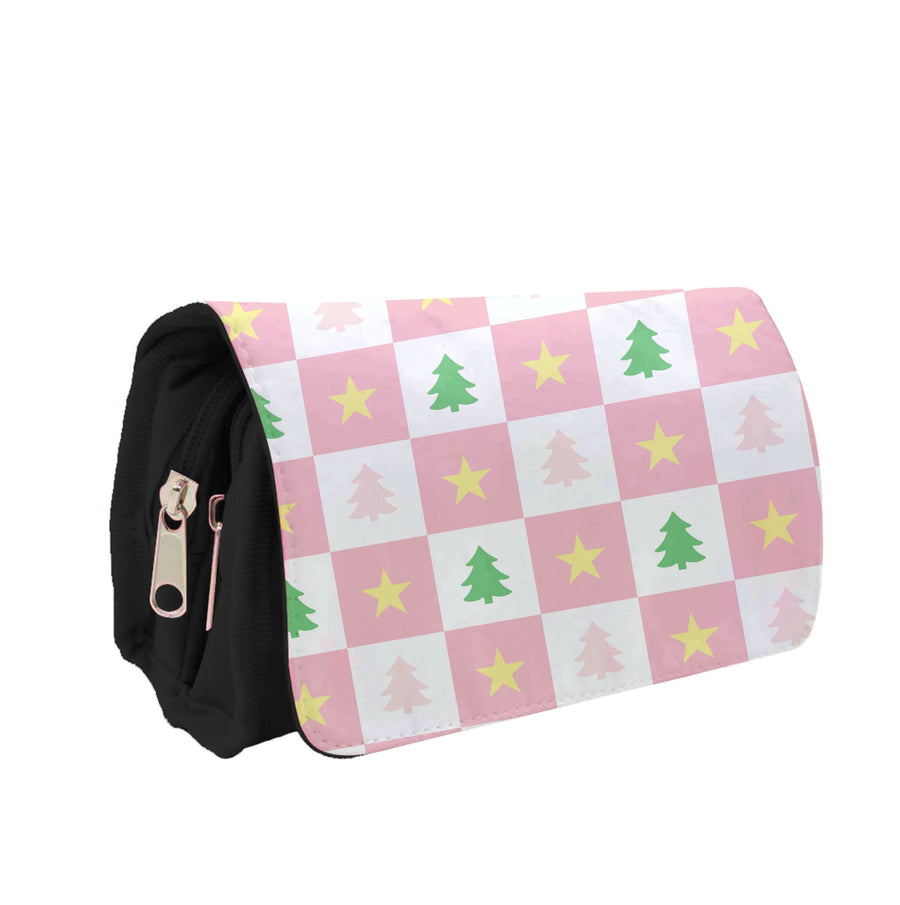 Pink And Green Tree Pattern Pencil Case