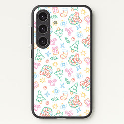 Neon Christmas Icons Pattern II Galaxy S25 Case