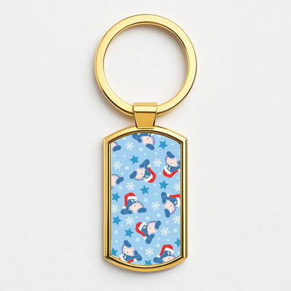 Cartoon Donkey Stars Pattern Gold Keyring