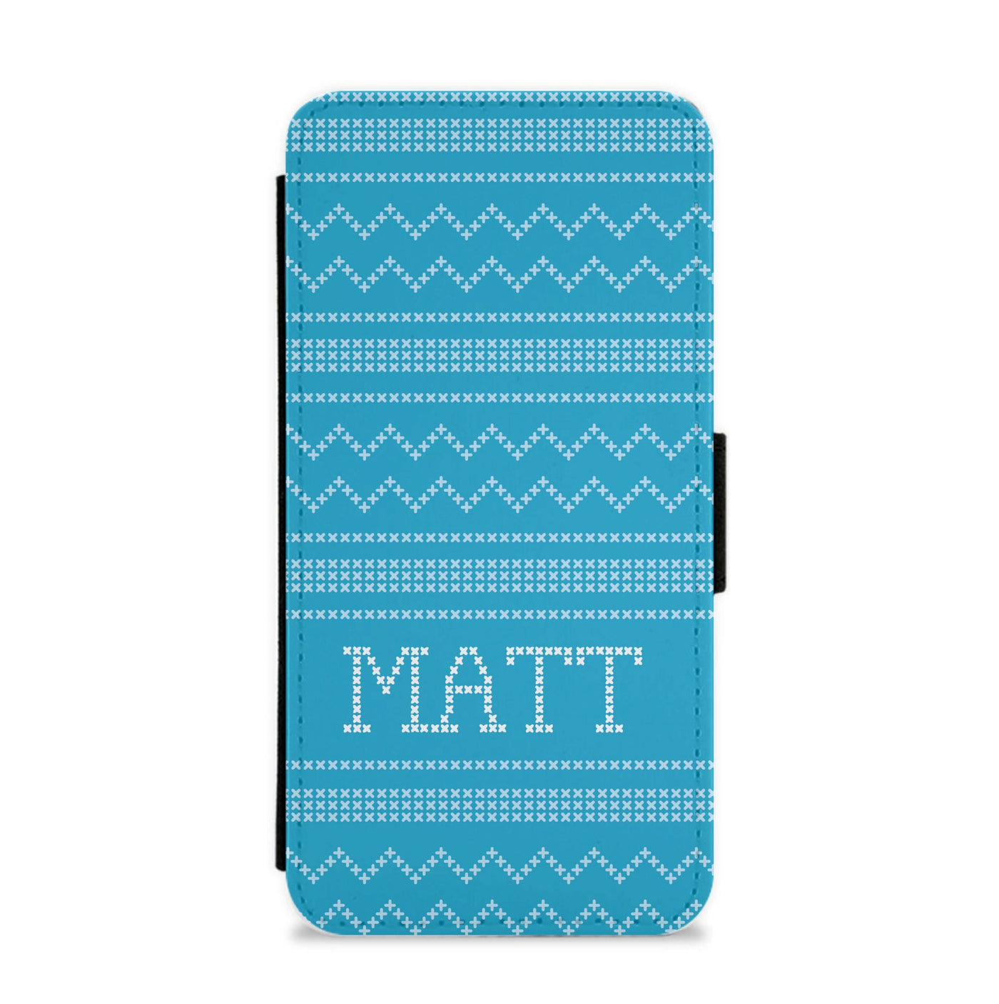 Personalised Christmas Jumper Blue Flip / Wallet Phone Case