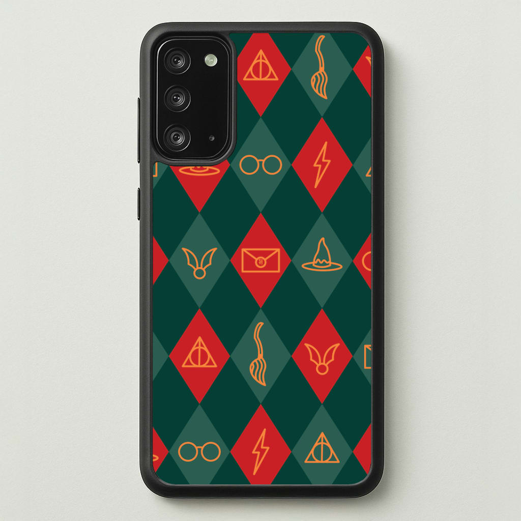 Christmas Wizard Icons Argyle Pattern Galaxy Note 20 Case