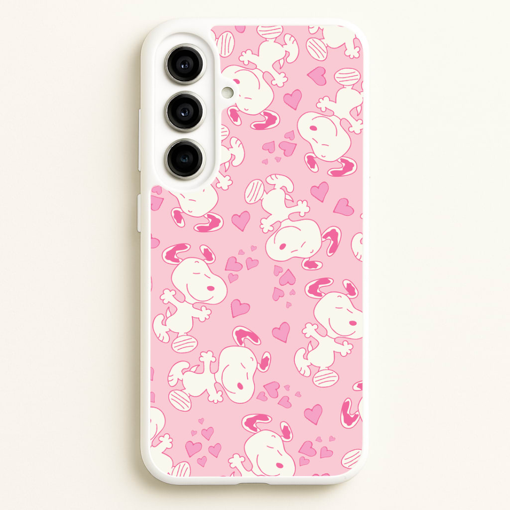 Cartoon Beagle Valentine Hearts Pattern Galaxy A56 Case