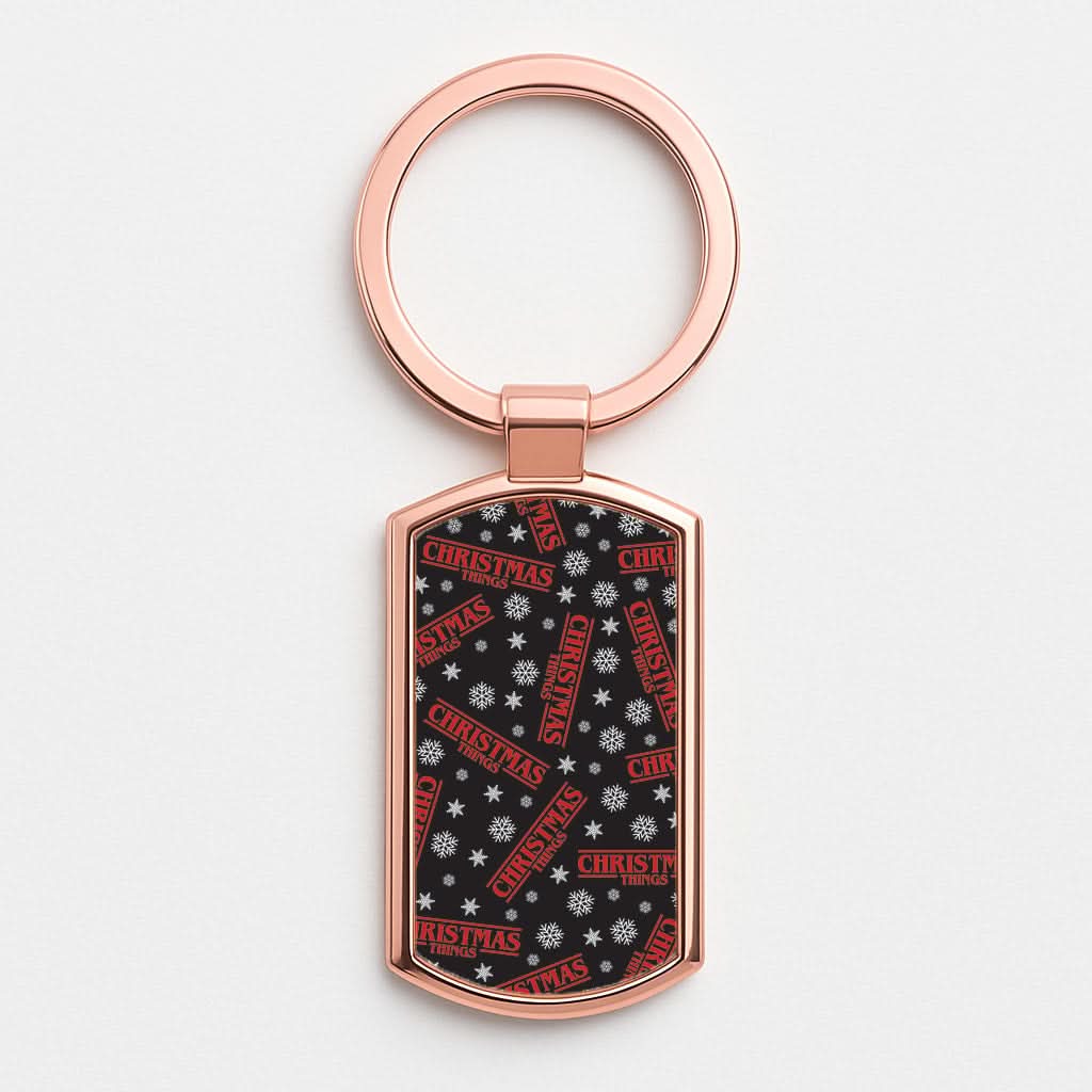 Christmas Things Snowflake Pattern Rose Gold Keyring