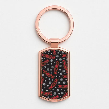 Christmas Things Snowflake Pattern Rose Gold Keyring