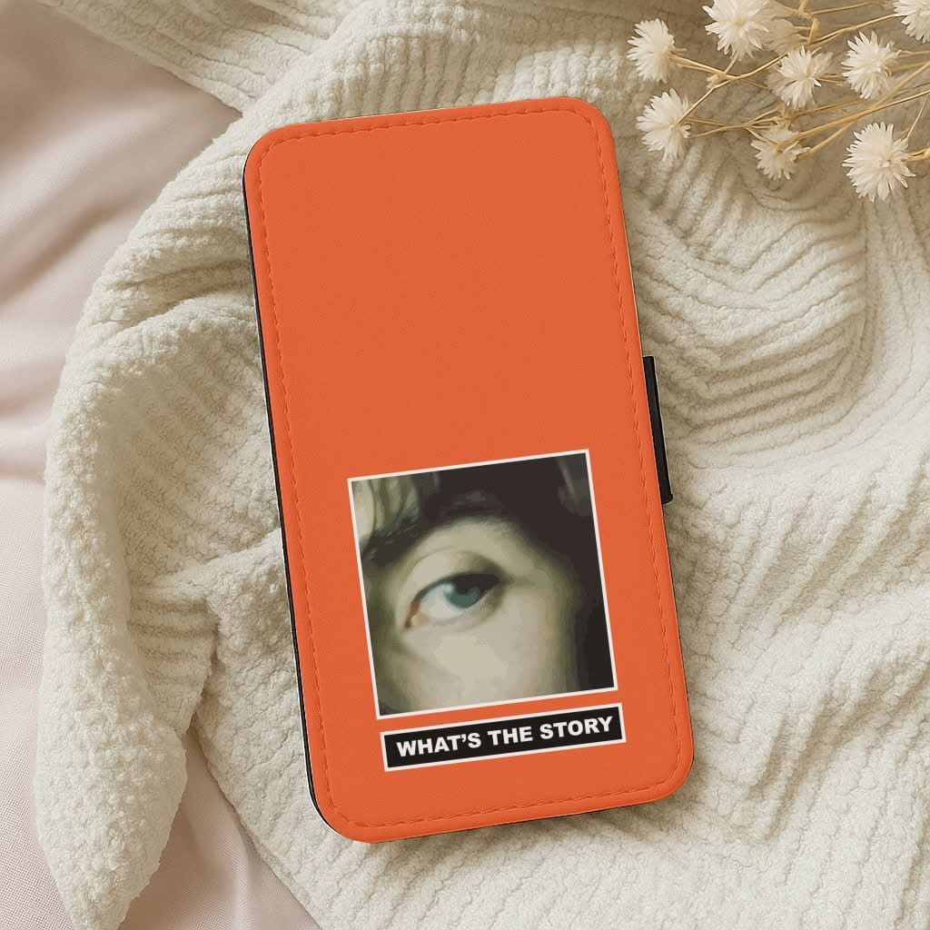 What's The Story Orange Leather Phone Case