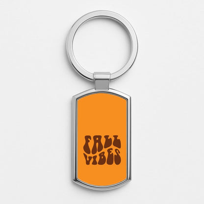 Fall Vibes Silver Metal Keyring