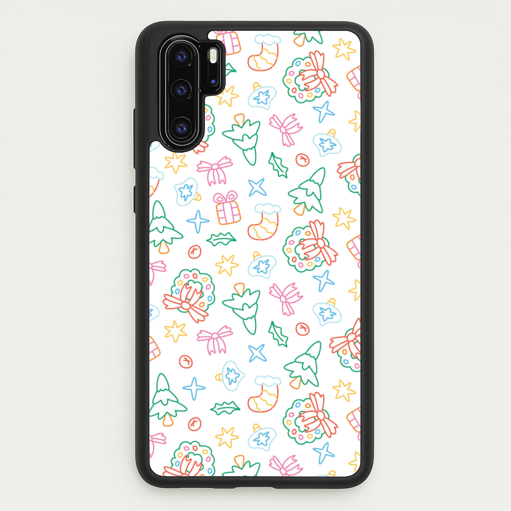 Neon Christmas Icons Pattern II Huawei P30 Pro Case