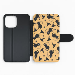Black Cat And Hats Pattern Flip Phone Case