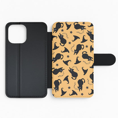 Black Cat And Hats Pattern Flip Phone Case
