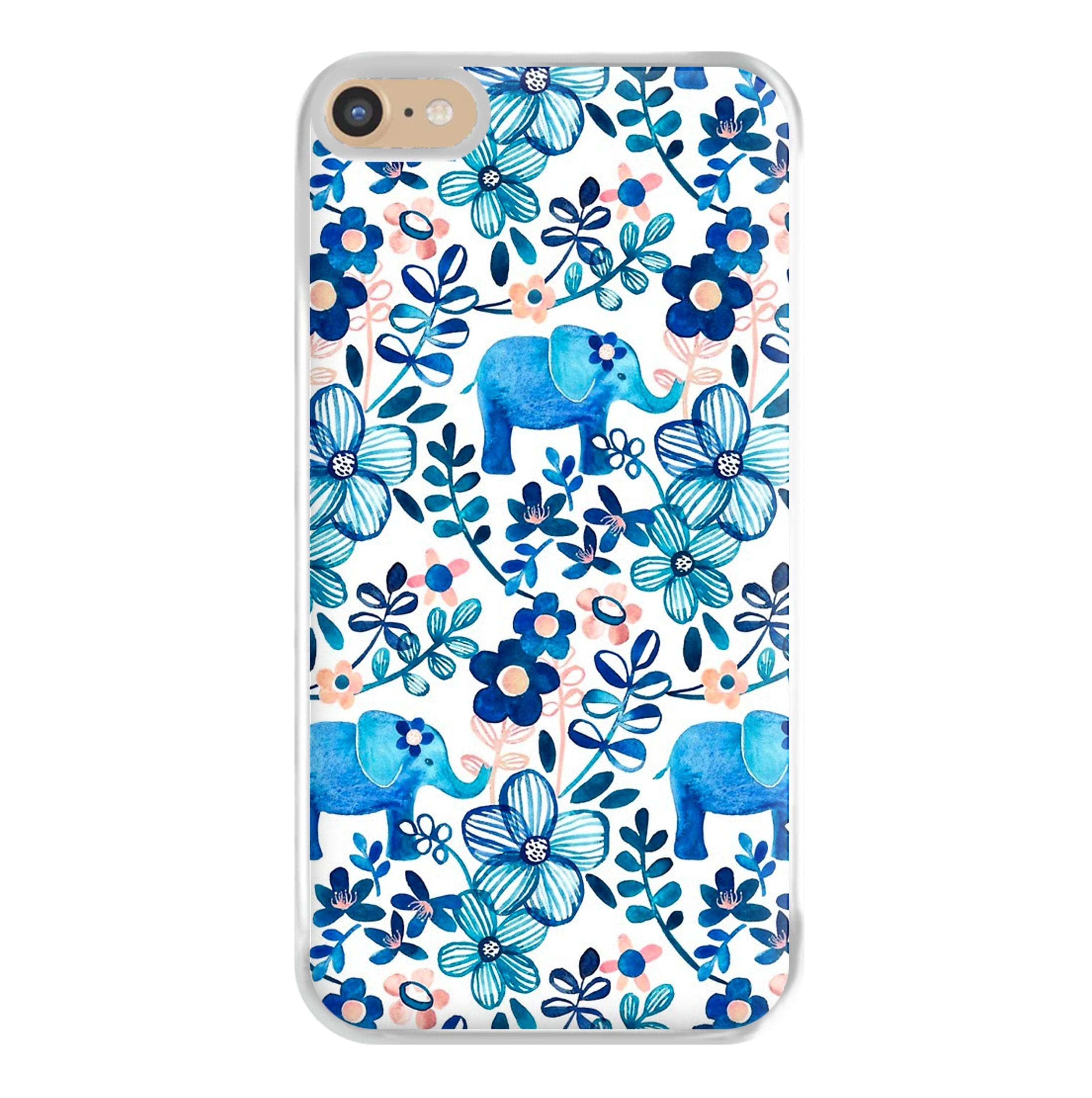 Elephant and Floral Pattern Phone Case