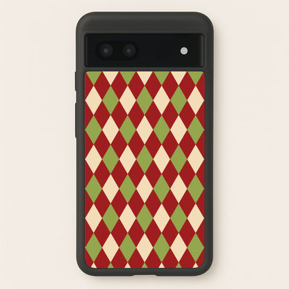 Red And Green Argyle Christmas Pattern Google Pixel 7a Case