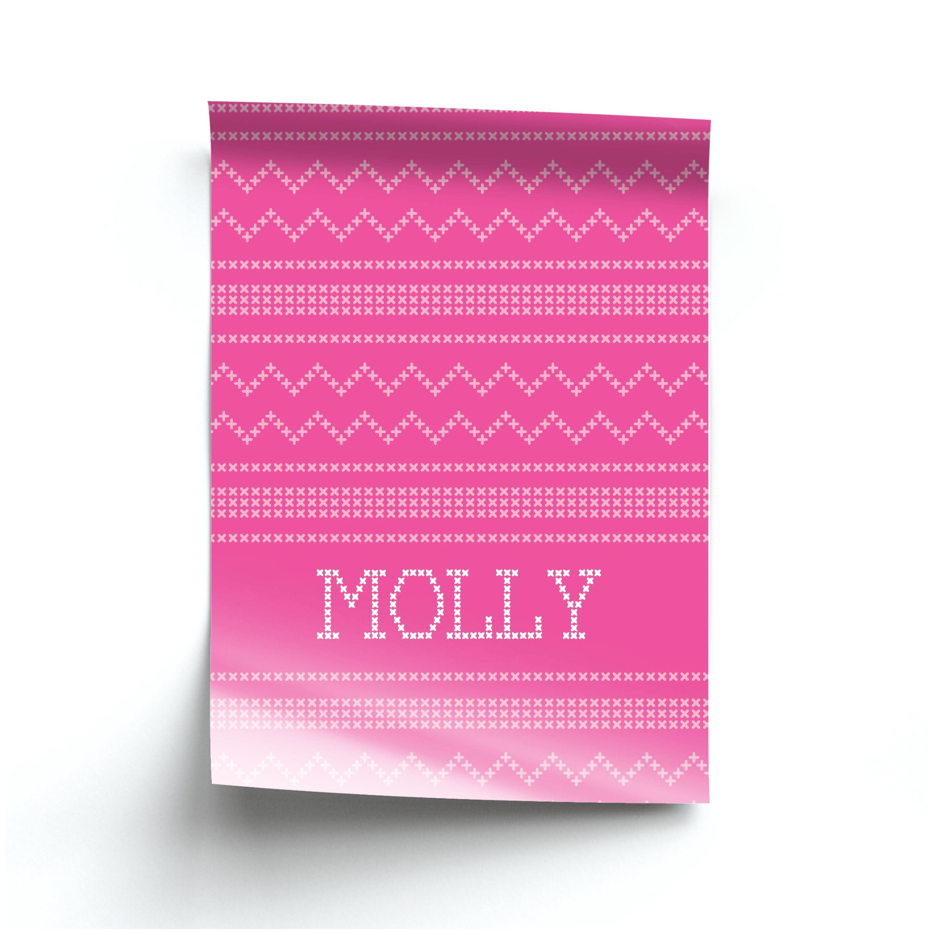 Personalised Christmas Jumper Pink Poster