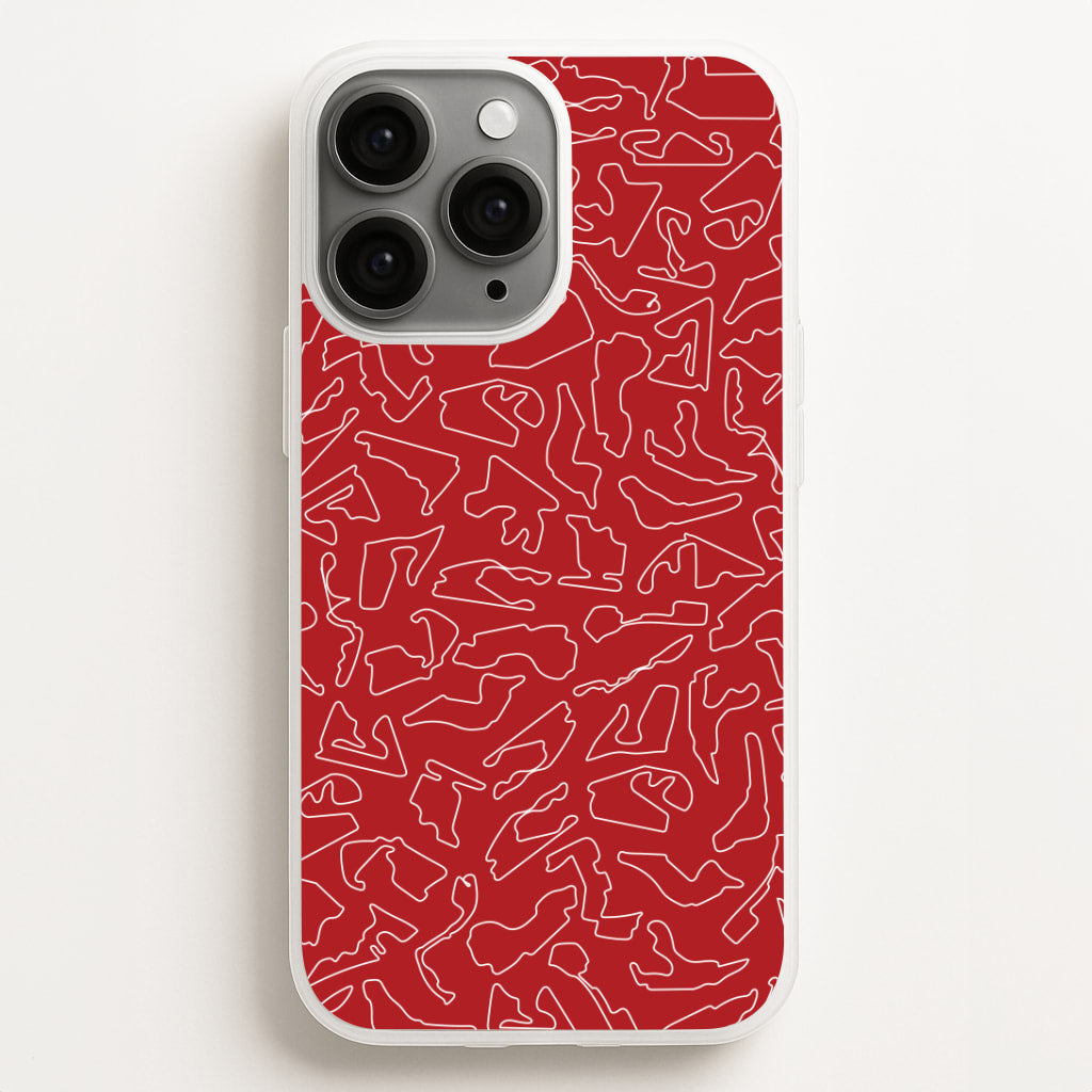 Track Outlines Red Phone Case
