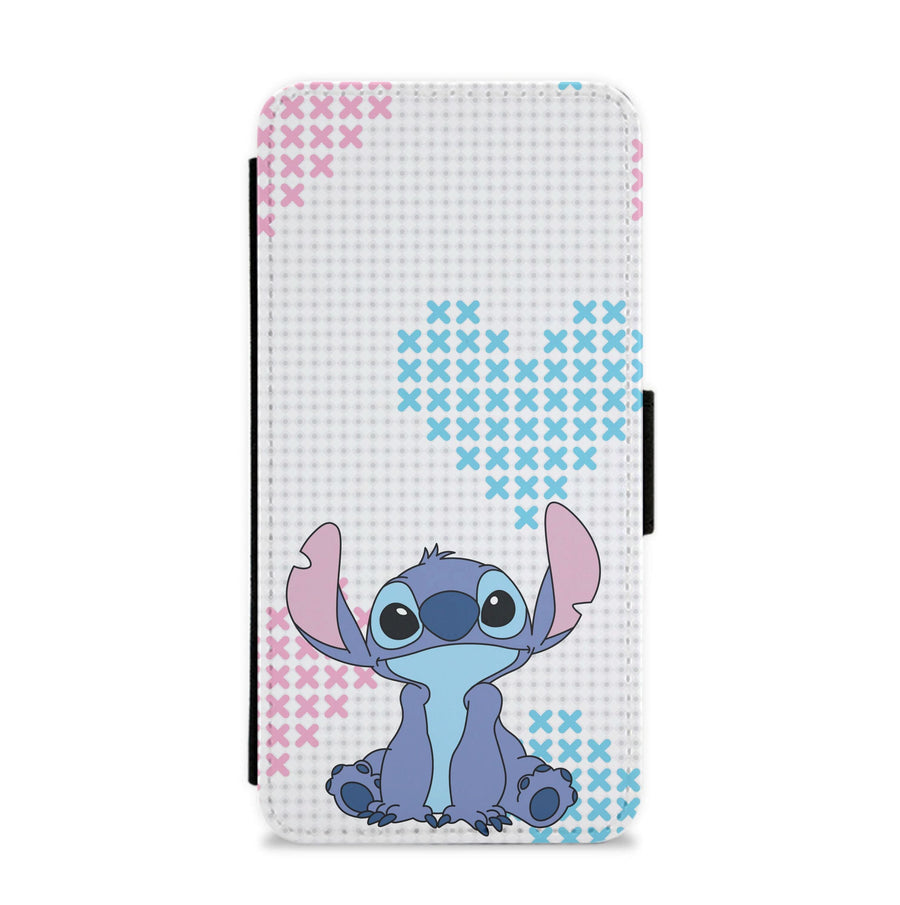 Blue Alien Hearts Flip / Wallet Phone Case