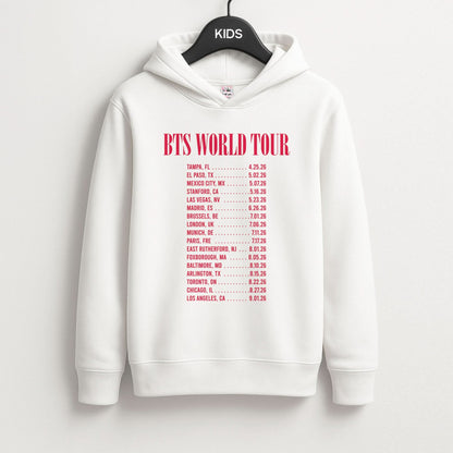 K-Pop Band World Tour List 2026 Kids Hoodie