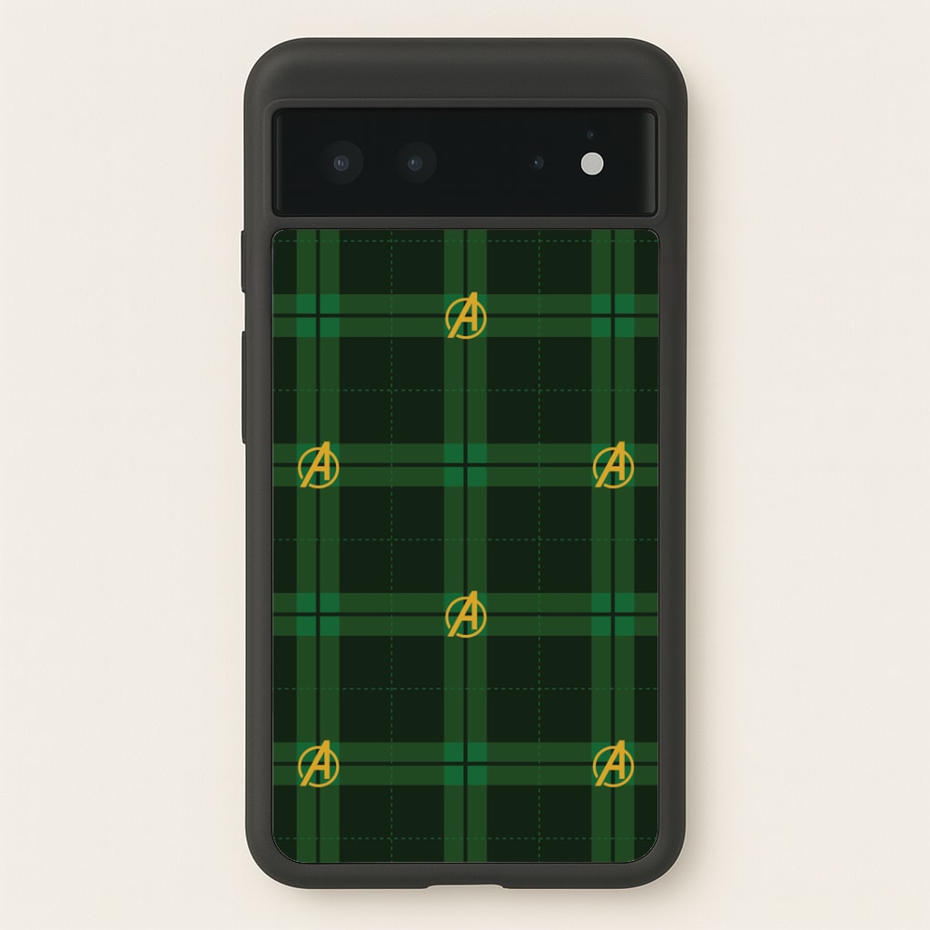 Superhero Team Green Tartan Pattern Google Pixel 6 Case