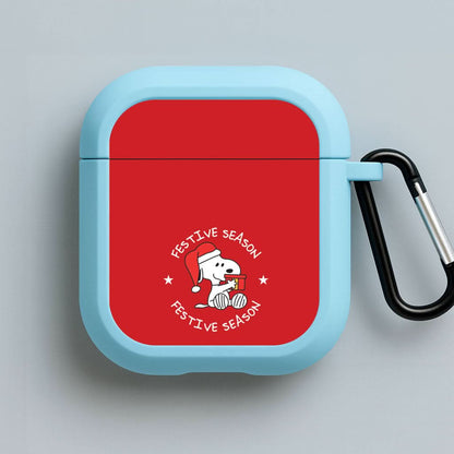 Cartoon Beagle Festive Season Blue AirPods Case