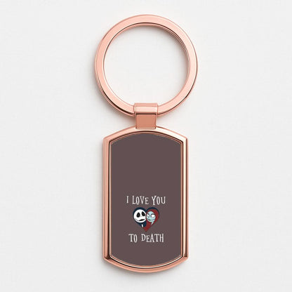 I Love You To Death Heart Rose Gold Keyring