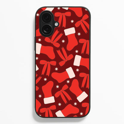Stockings And Bows Pattern iPhone 16 Plus Case