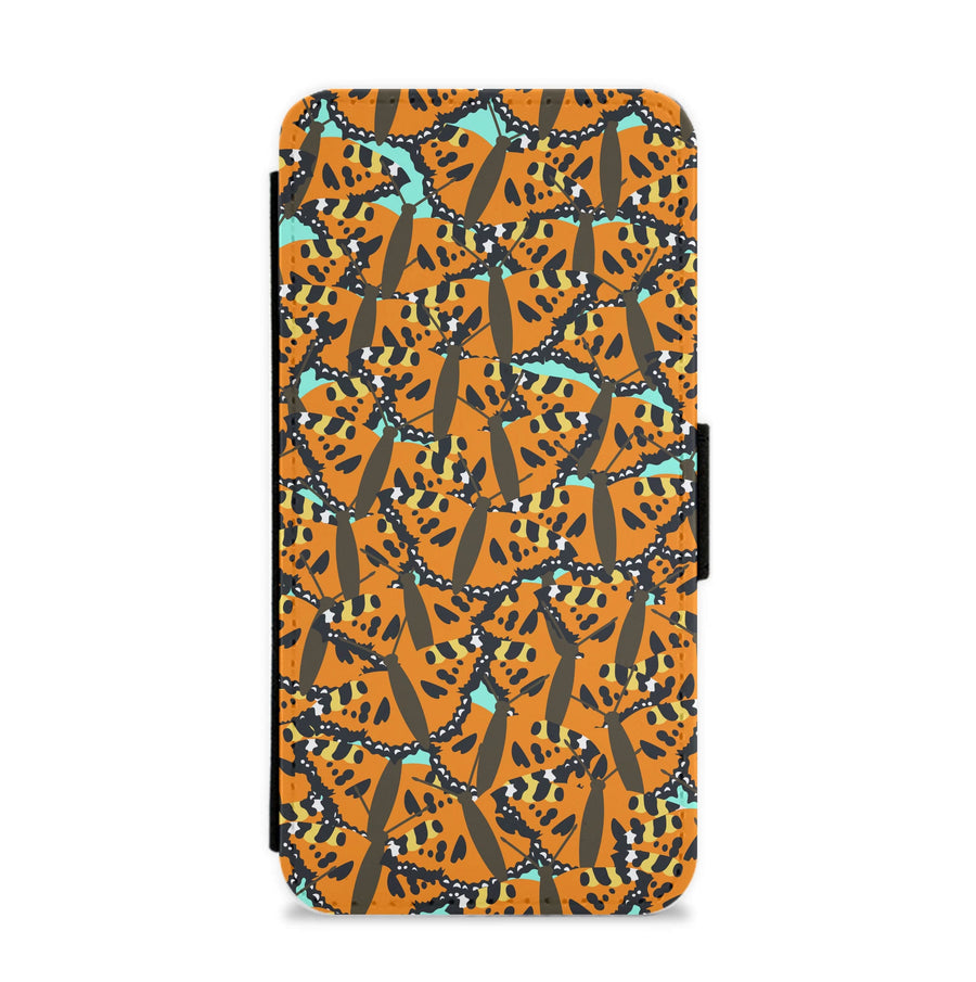 Orange Butterfly - Butterfly Patterns Flip / Wallet Phone Case