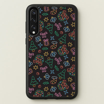 Neon Christmas Icons Pattern I Huawei P20 Pro Case