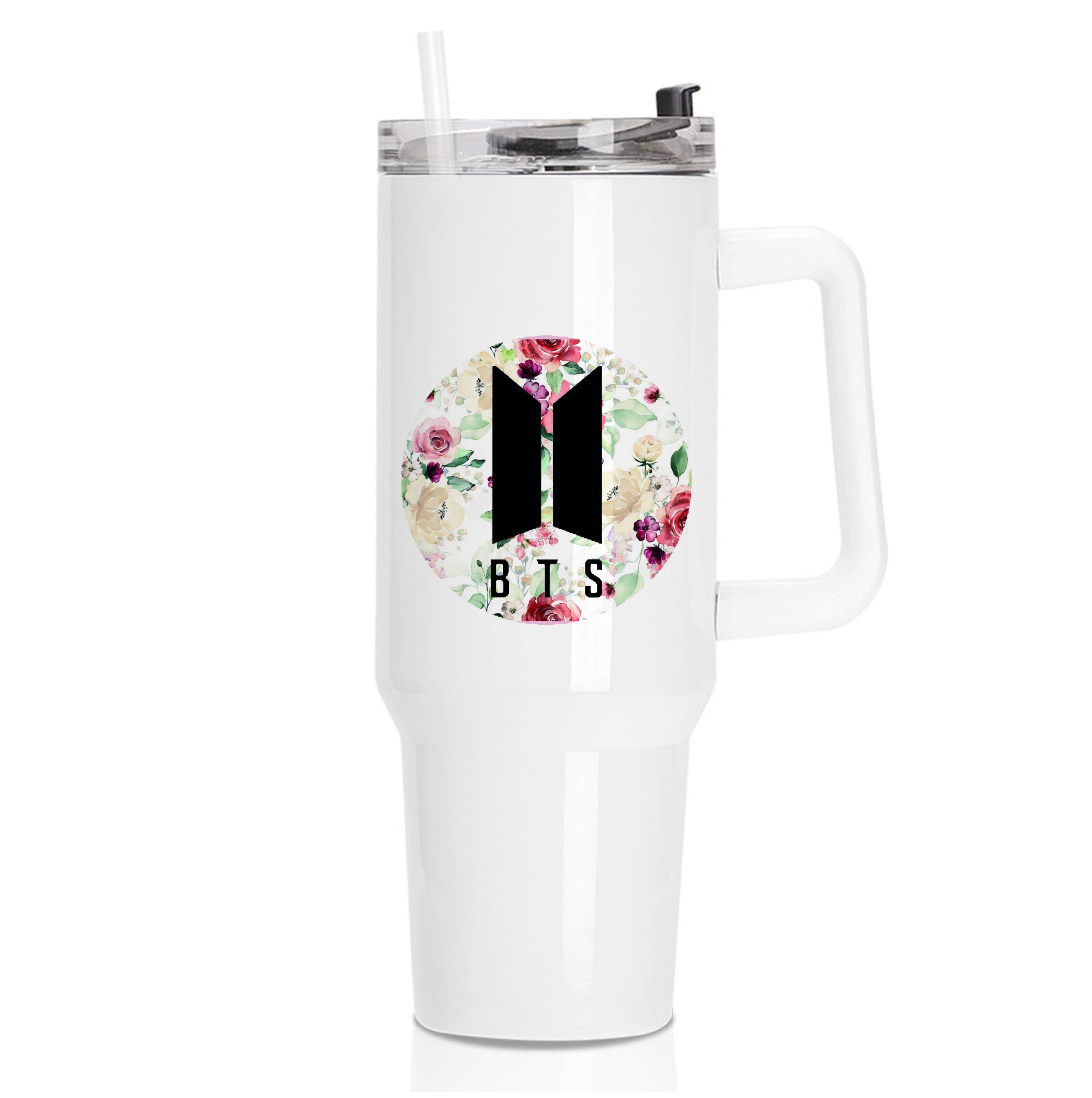 BTS Logo And Flowers - K Pop Tumbler