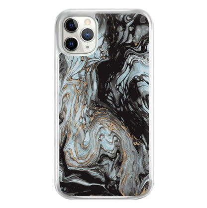 Black And Gold Cloudy Marble Phone Case