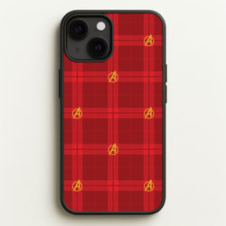 Superhero Team Red Tartan Pattern iPhone 13 Case