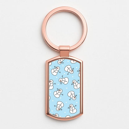 Cartoon Snowmen Pattern Rose Gold Keyring