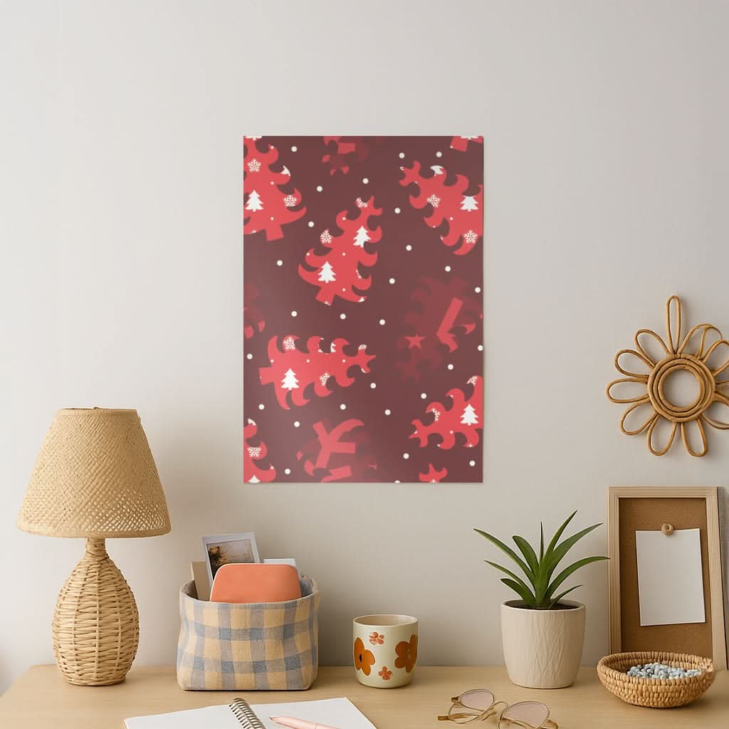 Wrapping Paper Christmas Tree Pattern Art Print