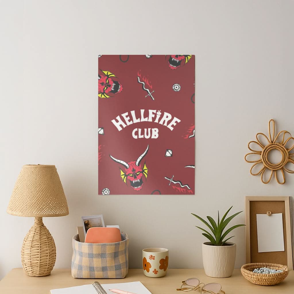 Hellfire Club Icons Collage Red Art Print